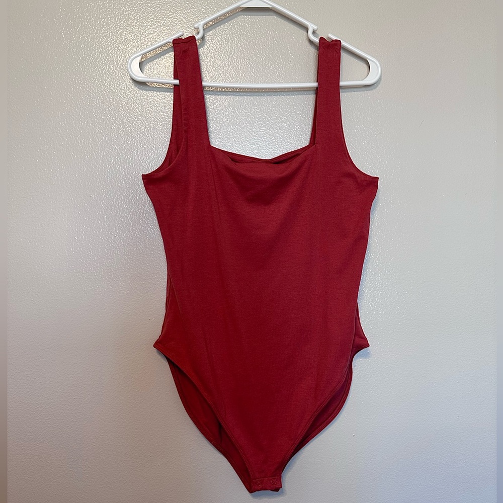 Old Navy - Square Neckline Bodysuit - Dark Coral - Large